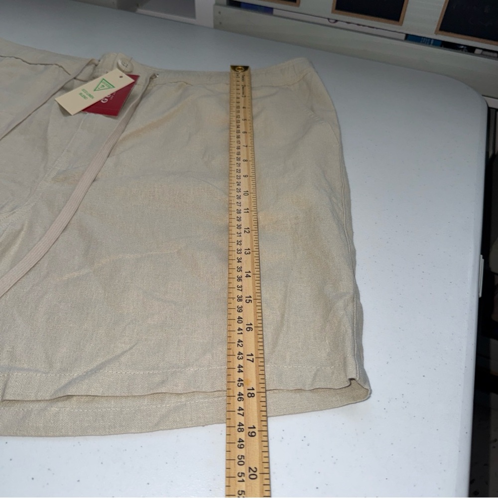 Guess Men's Linen Shorts khaki Size Xl Beige Drawstring New NWT Pockets - Picture 6 of 12